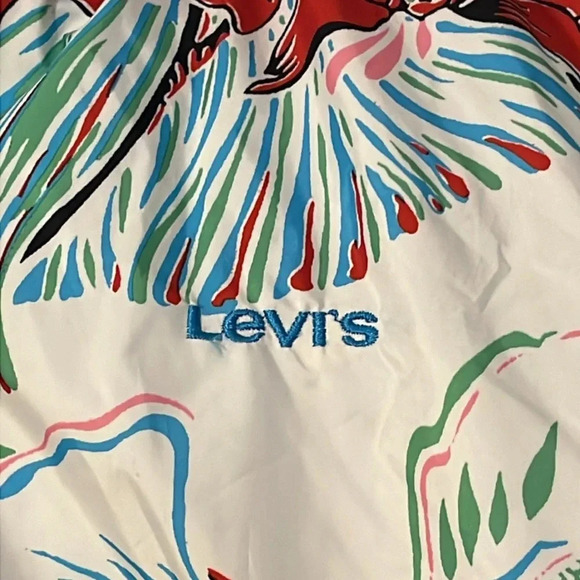 Levi’s | Floral cropped nylon quarter zip jacket Women’s size XS oversized hood - Picture 4 of 12